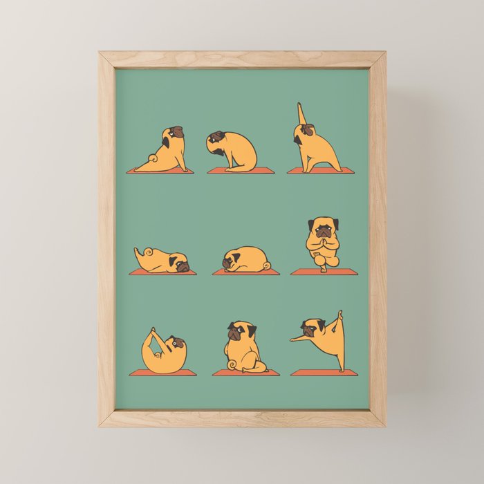 Pug Yoga Mini Art Print Gallery Image 1