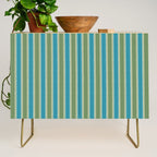 Cottage Stripes Eclectic Vertical Pattern in Green and Blue Credenza Gallery Image 1