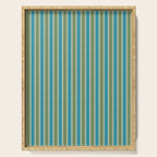 Cottage Stripes Eclectic Vertical Pattern in Green and Blue Serving Tray Gallery Image 1