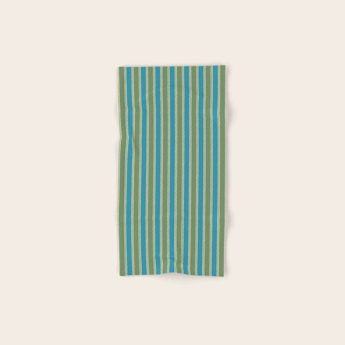 Cottage Stripes Eclectic Vertical Pattern in Green and Blue Bath Towel Gallery Image 1