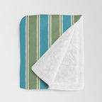 Cottage Stripes Eclectic Vertical Pattern in Green and Blue Throw Blanket Gallery Image 3