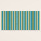 Cottage Stripes Eclectic Vertical Pattern in Green and Blue Desk Mat Gallery Image 3