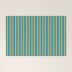 Cottage Stripes Eclectic Vertical Pattern in Green and Blue Welcome Mat Gallery Image 1