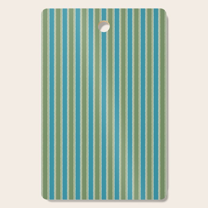 Cottage Stripes Eclectic Vertical Pattern in Green and Blue Cutting Board Gallery Image 1