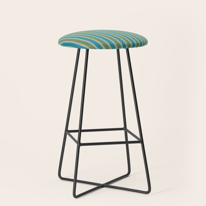 Cottage Stripes Eclectic Vertical Pattern in Green and Blue Stool Gallery Image 1