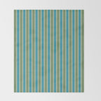 Cottage Stripes Eclectic Vertical Pattern in Green and Blue Throw Blanket Gallery Image 2