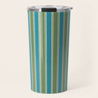 Cottage Stripes Eclectic Vertical Pattern in Green and Blue Travel Mug Gallery Image 1