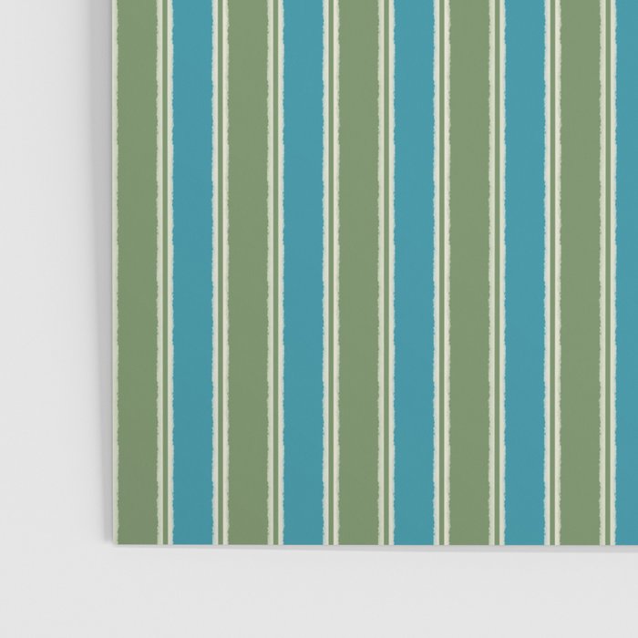 Cottage Stripes Eclectic Vertical Pattern in Green and Blue Poster Gallery Image 3