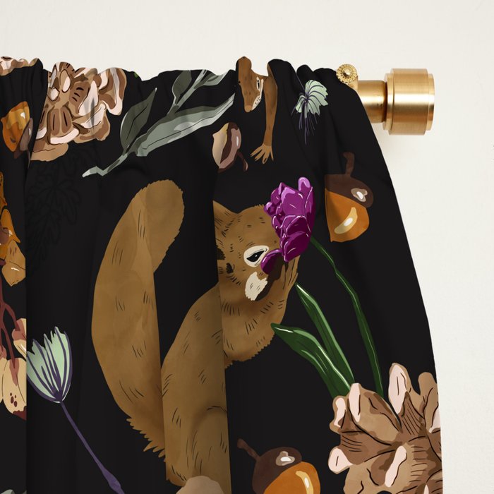 Squirrel flowering dark meadow Window Curtain Gallery Image 2