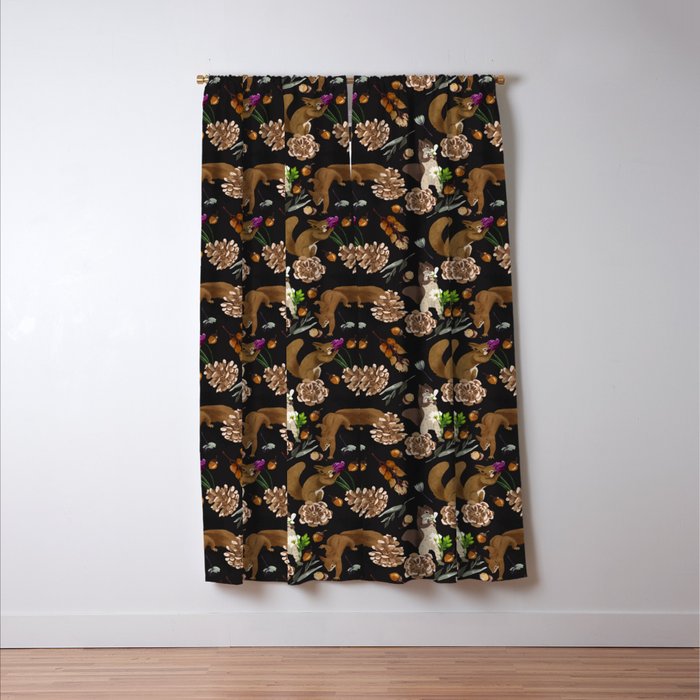 Squirrel flowering dark meadow Window Curtain Gallery Image 3