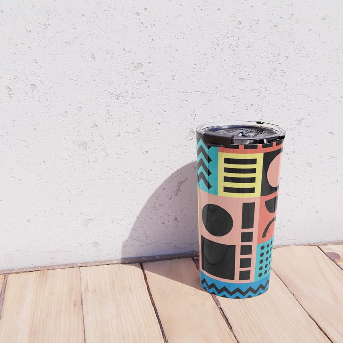 Neo Memphis Pattern 1 - Abstract Geometric / 80s-90s Retro Travel Mug Gallery Image 4