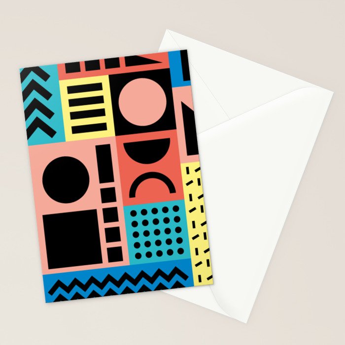 Neo Memphis Pattern 1 - Abstract Geometric / 80s-90s Retro Stationery Card Gallery Image 2