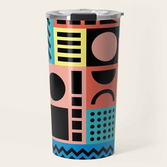 Neo Memphis Pattern 1 - Abstract Geometric / 80s-90s Retro Travel Mug Gallery Image 1