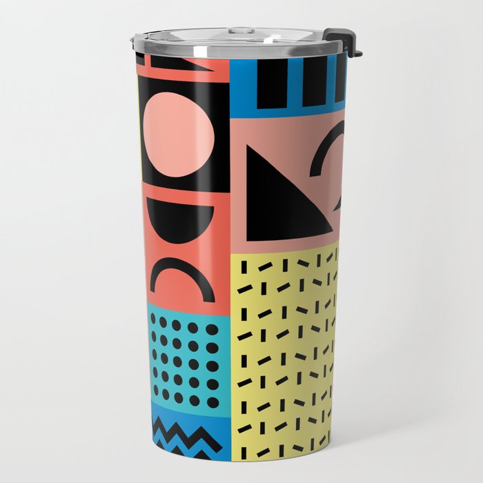 Neo Memphis Pattern 1 - Abstract Geometric / 80s-90s Retro Travel Mug Gallery Image 2