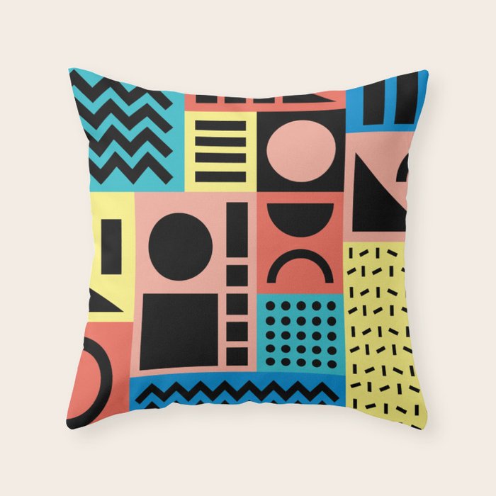 Neo Memphis Pattern 1 - Abstract Geometric / 80s-90s Retro Throw Pillow Gallery Image 6