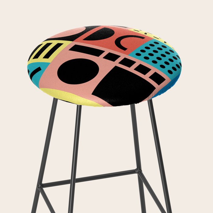 Neo Memphis Pattern 1 - Abstract Geometric / 80s-90s Retro Stool Gallery Image 2