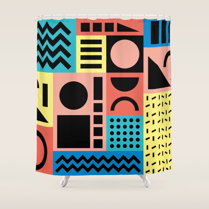 Neo Memphis Pattern 1 - Abstract Geometric / 80s-90s Retro Shower Curtain Gallery Image 1