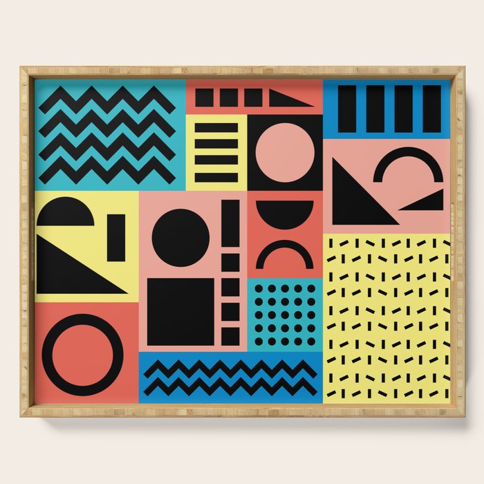 Neo Memphis Pattern 1 - Abstract Geometric / 80s-90s Retro Serving Tray Gallery Image 1