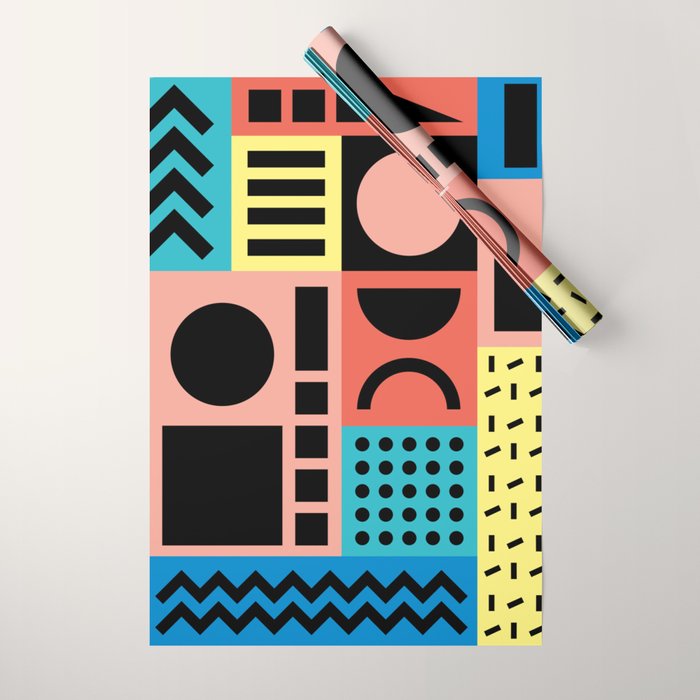 Neo Memphis Pattern 1 - Abstract Geometric / 80s-90s Retro Wrapping Paper Gallery Image 1