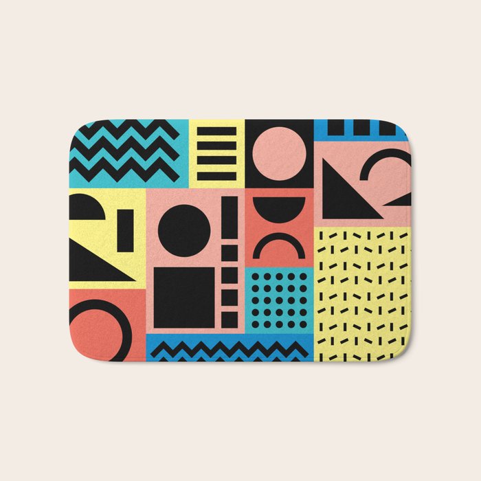 Neo Memphis Pattern 1 - Abstract Geometric / 80s-90s Retro Bath Mat Gallery Image 1