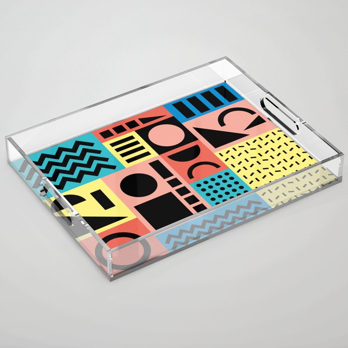 Neo Memphis Pattern 1 - Abstract Geometric / 80s-90s Retro Acrylic Tray Gallery Image 1