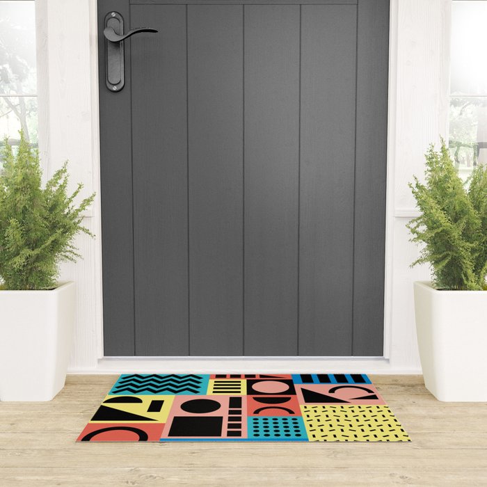 Neo Memphis Pattern 1 - Abstract Geometric / 80s-90s Retro Welcome Mat Gallery Image 3