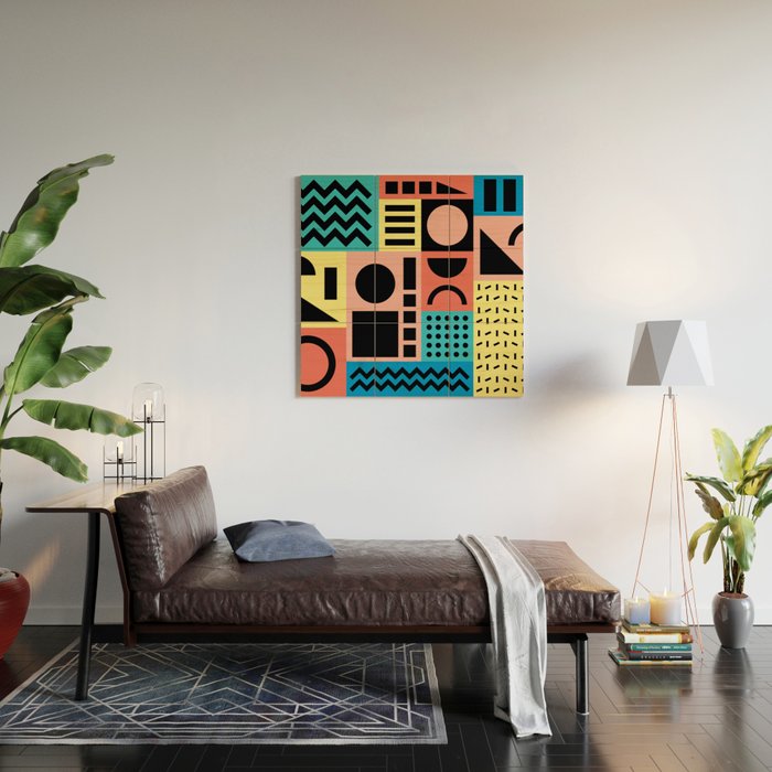 Neo Memphis Pattern 1 - Abstract Geometric / 80s-90s Retro Wood Wall Art Gallery Image 2