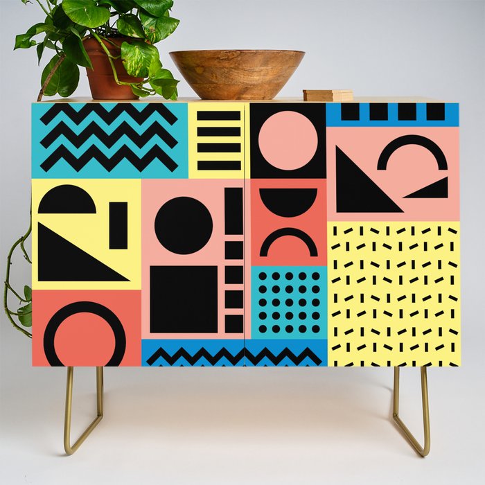 Neo Memphis Pattern 1 - Abstract Geometric / 80s-90s Retro Credenza Gallery Image 1