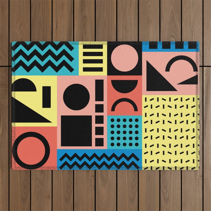 Neo Memphis Pattern 1 - Abstract Geometric / 80s-90s Retro Outdoor Rug Gallery Image 1