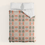 Folk inspired Festive Holiday Bows  and Christmas Tree  Duvet Cover Gallery Image 6