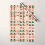 Folk inspired Festive Holiday Bows  and Christmas Tree  Wrapping Paper Gallery Image 1