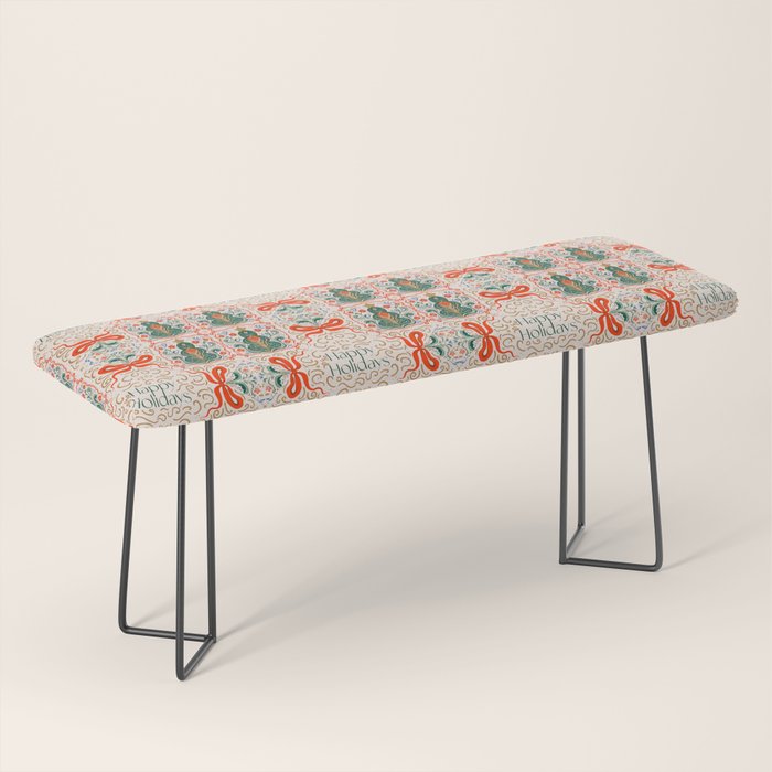 Folk inspired Festive Holiday Bows  and Christmas Tree  Bench Gallery Image 1