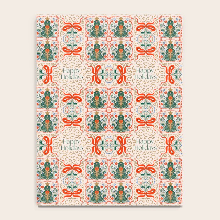 Folk inspired Festive Holiday Bows  and Christmas Tree  Notebook Gallery Image 4