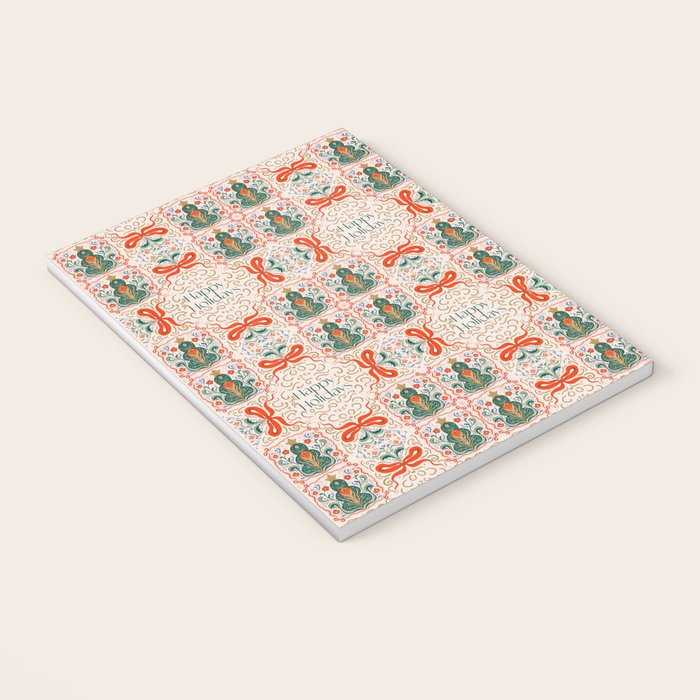 Folk inspired Festive Holiday Bows  and Christmas Tree  Notebook Gallery Image 3