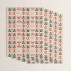 Folk inspired Festive Holiday Bows  and Christmas Tree  Wrapping Paper Gallery Image 3