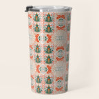 Folk inspired Festive Holiday Bows  and Christmas Tree  Travel Mug Gallery Image 3