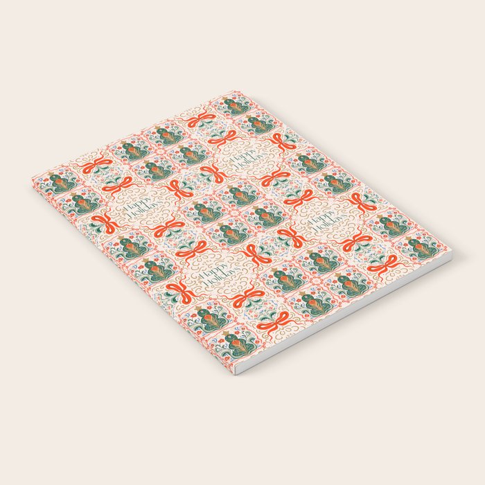 Folk inspired Festive Holiday Bows  and Christmas Tree  Notebook Gallery Image 1