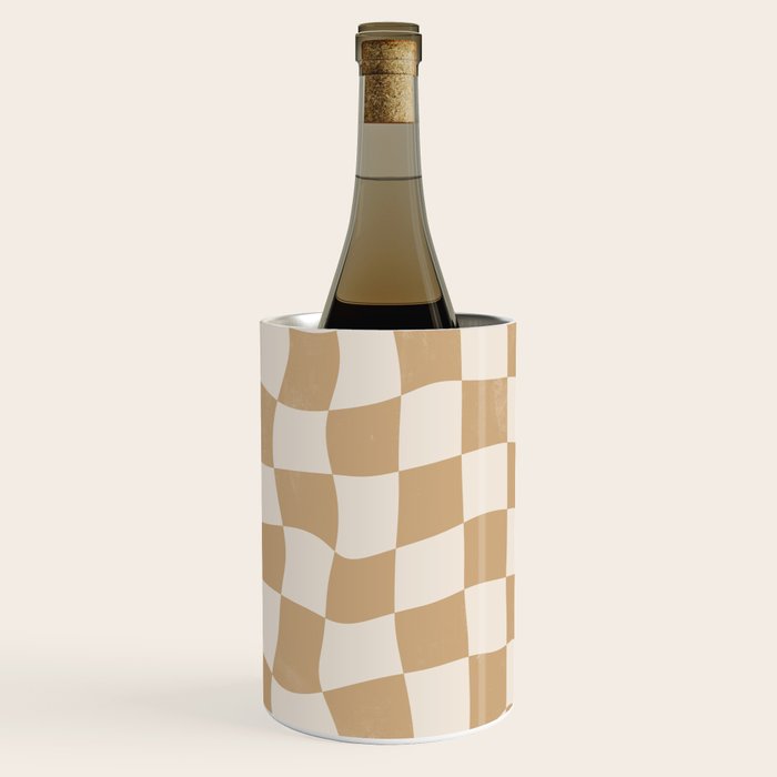 Warped Checkerboard - Tan Brown Wine Chiller Gallery Image 3
