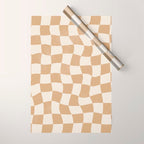 Warped Checkerboard - Tan Brown Wrapping Paper Gallery Image 1