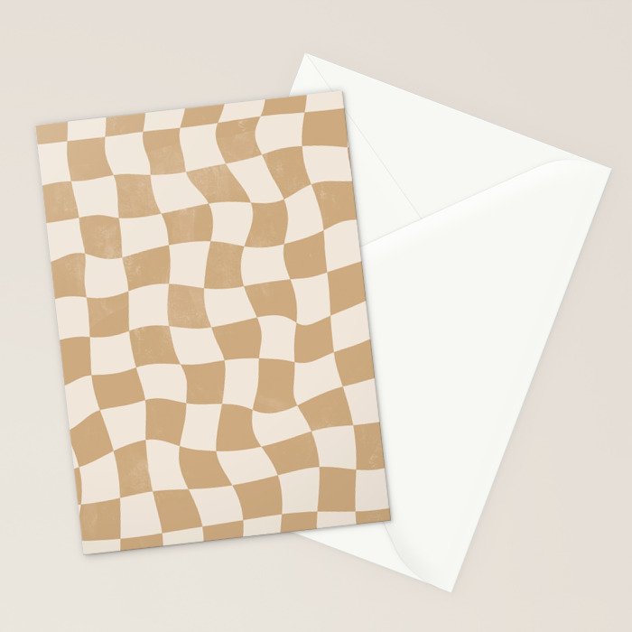 Warped Checkerboard - Tan Brown Stationery Card Gallery Image 2