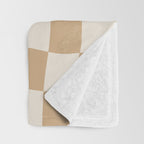 Warped Checkerboard - Tan Brown Throw Blanket Gallery Image 3