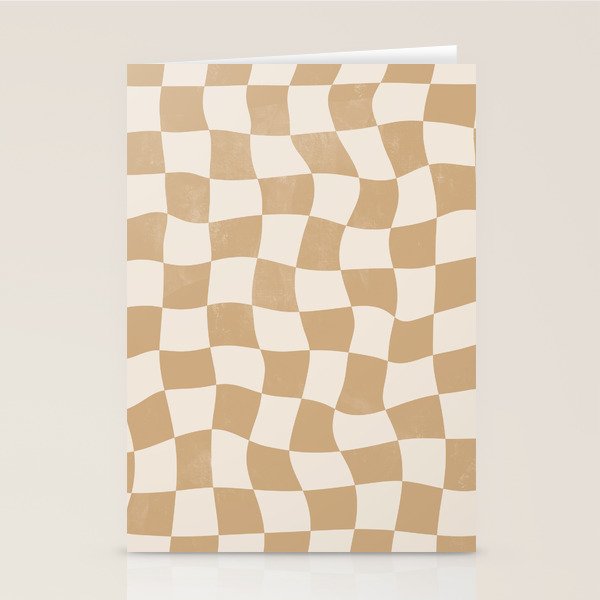 Warped Checkerboard - Tan Brown Stationery Card Gallery Image 1