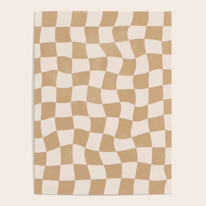 Warped Checkerboard - Tan Brown Poster Gallery Image 4