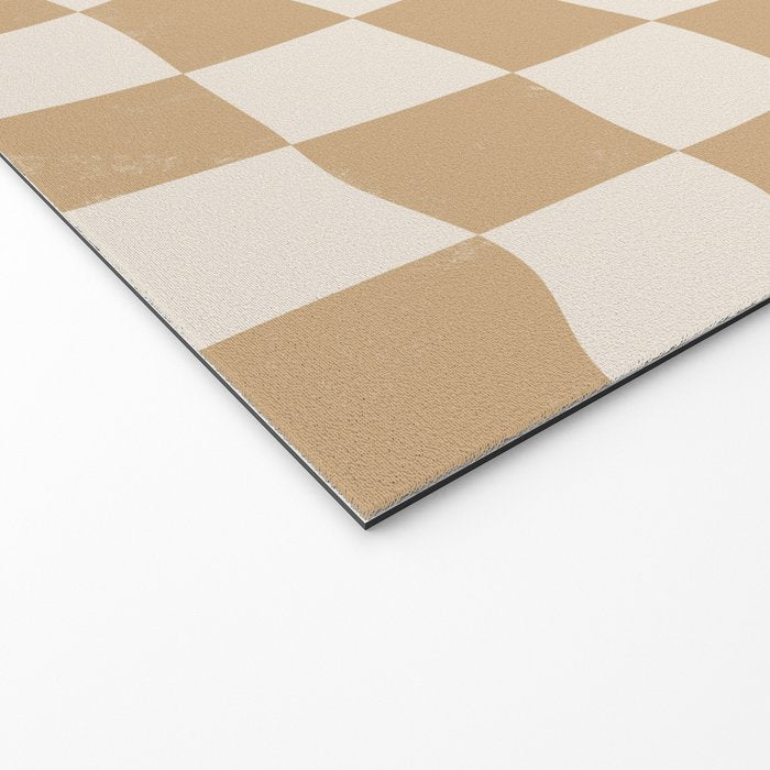 Warped Checkerboard - Tan Brown Welcome Mat Gallery Image 2