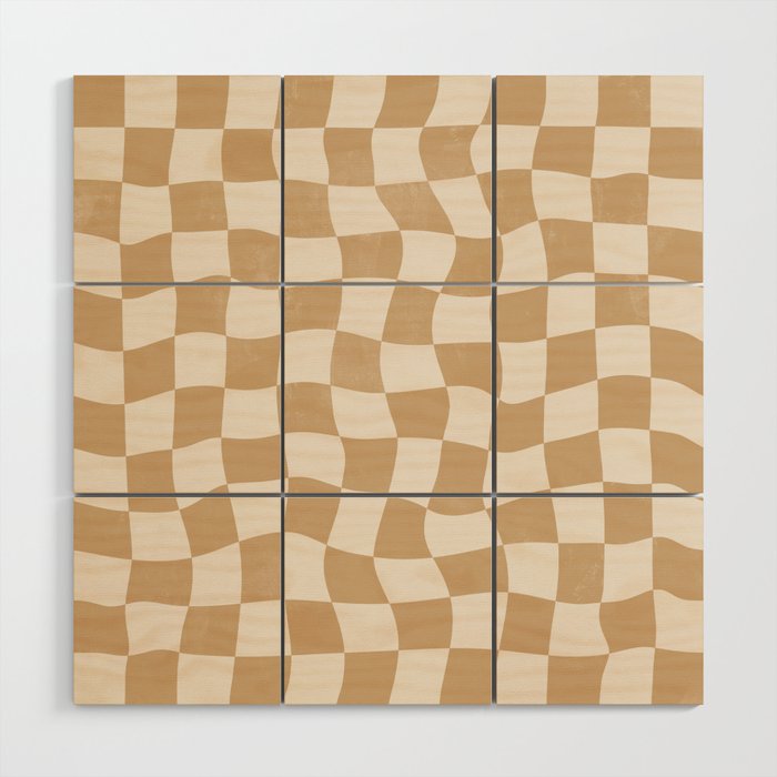 Warped Checkerboard - Tan Brown Wood Wall Art Gallery Image 1