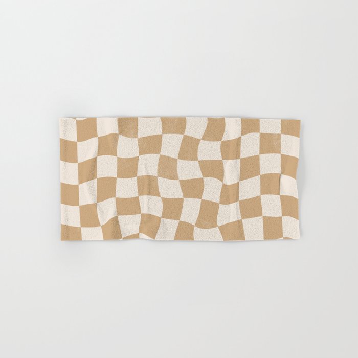 Warped Checkerboard - Tan Brown Bath Towel Gallery Image 1