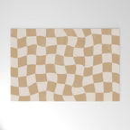 Warped Checkerboard - Tan Brown Welcome Mat Gallery Image 1