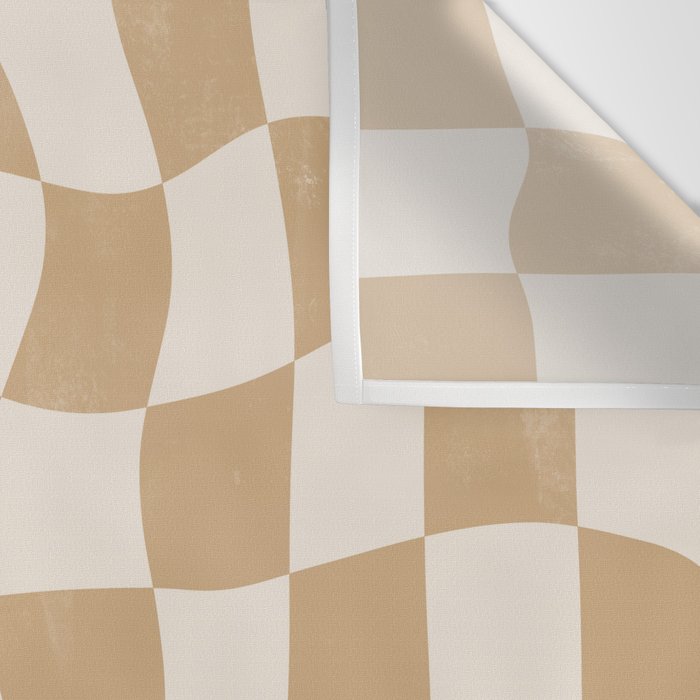 Warped Checkerboard - Tan Brown Wall Tapestry Gallery Image 3