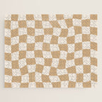Warped Checkerboard - Tan Brown Jigsaw Puzzle Gallery Image 1
