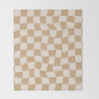 Warped Checkerboard - Tan Brown Throw Blanket Gallery Image 2